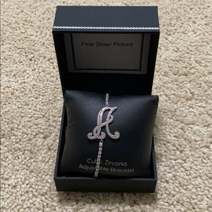 *NEW* “A” Initial Cubic Zirconia Silver Bracelet